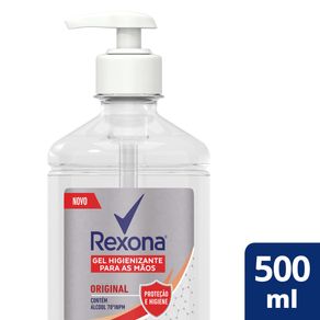 Gel Higienizante Rexona Original Elimina até 99,9% das Bactérias* 500 ML Garrafa com Pump